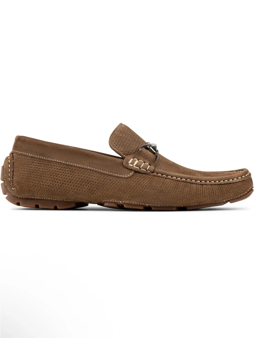Donald Pliner Men's Brown Suede Driving Loafers with Metal Bit